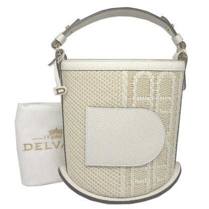 DELVAUX Handbag DLAA0607 Canvas, Leather white Pin Mini Bucket Illusion Women Used Authentic