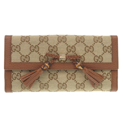 GUCCI Long Wallet Purse 269981 GG canvas Brown Bamboo Tassel W Hook Wallet