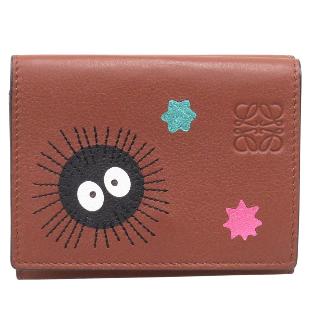 LOEWE Tri-fold wallet 062143 leather Brown Studio Ghibli collaboration Totoro