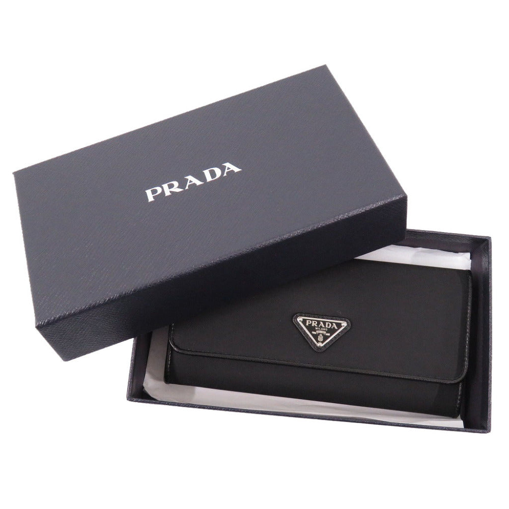 PRADA Long Wallet Purse 1MH132 Nylon, Leather black