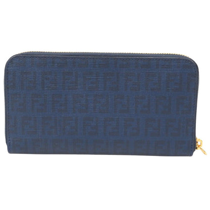 FENDI Long Wallet Purse 8M0024-YG1-FOUWD leather dark blue Zucca Pattern