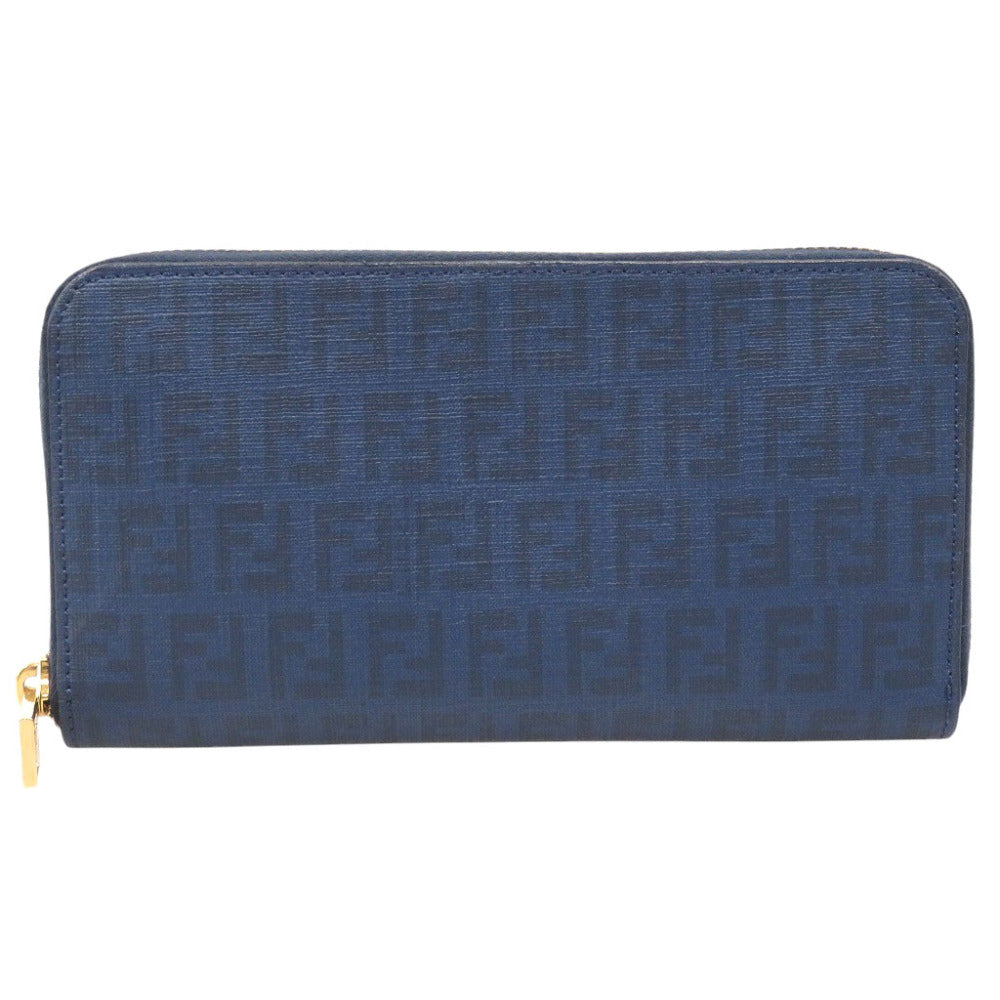 FENDI Long Wallet Purse 8M0024-YG1-FOUWD leather dark blue Zucca Pattern