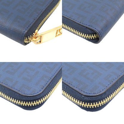 FENDI Long Wallet Purse 8M0024-YG1-FOUWD leather dark blue Zucca Pattern