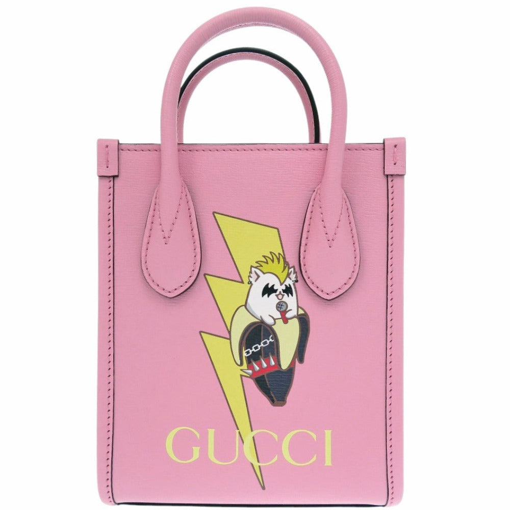 GUCCI Handbag 671623 leather pink Bananya collaboration