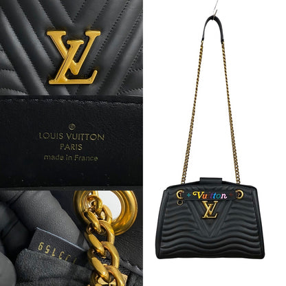 LOUIS VUITTON Tote Bag leather black New Wave Chain Tote