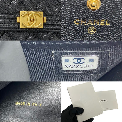 CHANEL Bifold Wallet Matt caviar skin black Matrasse Boy chanel