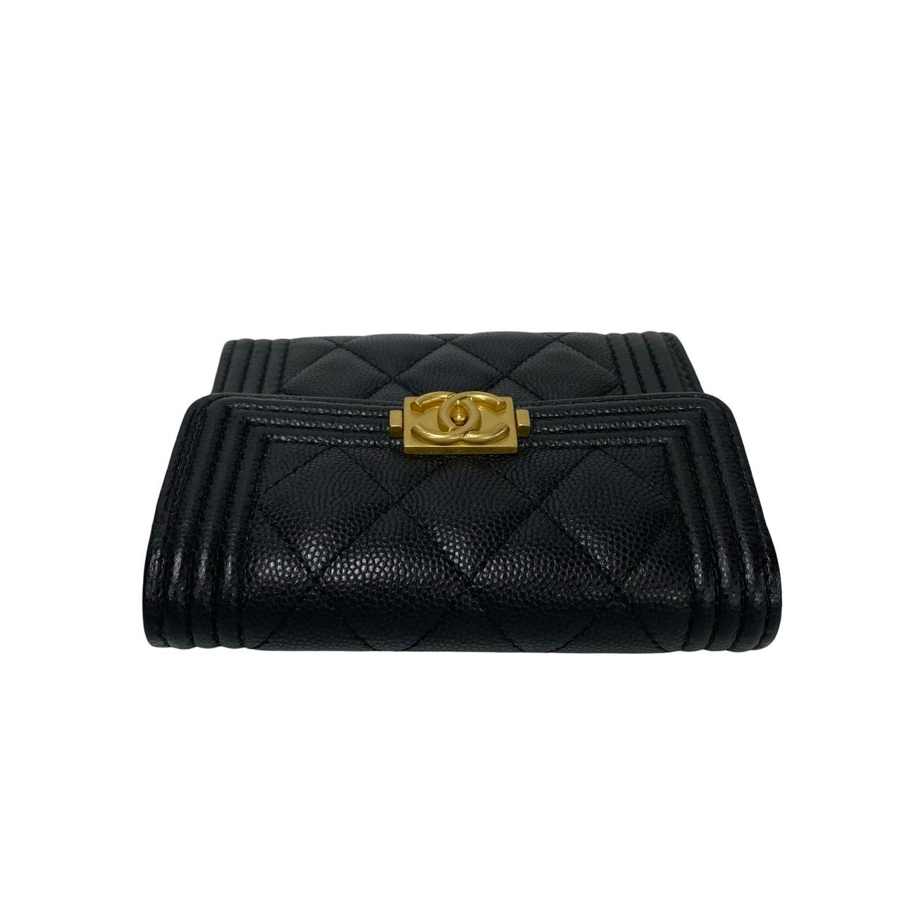 CHANEL Bifold Wallet Matt caviar skin black Matrasse Boy chanel