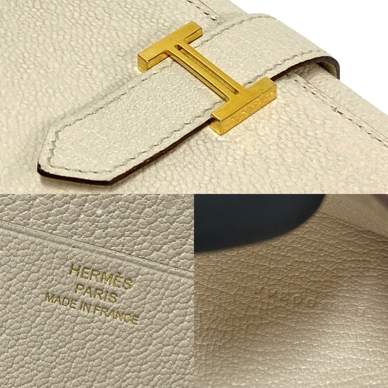 HERMES Bifold Wallet Chevre Misol white Bearn combine