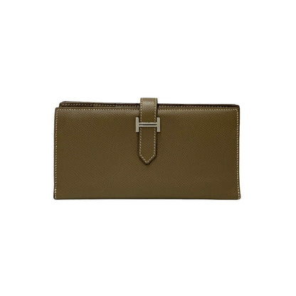 HERMES Long Wallet Purse Epsom gray Beance fleet