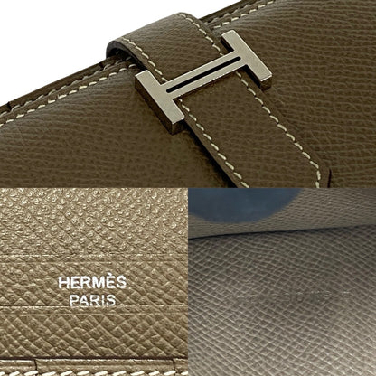 HERMES Long Wallet Purse Epsom gray Beance fleet