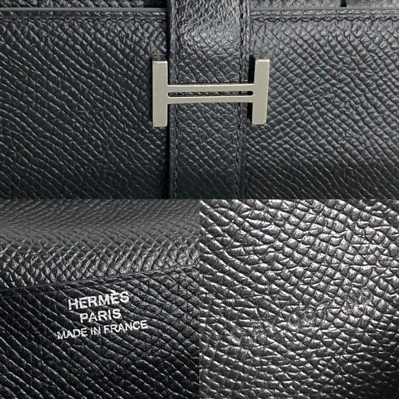 HERMES Long Wallet Purse Epsom black Bane Souffle