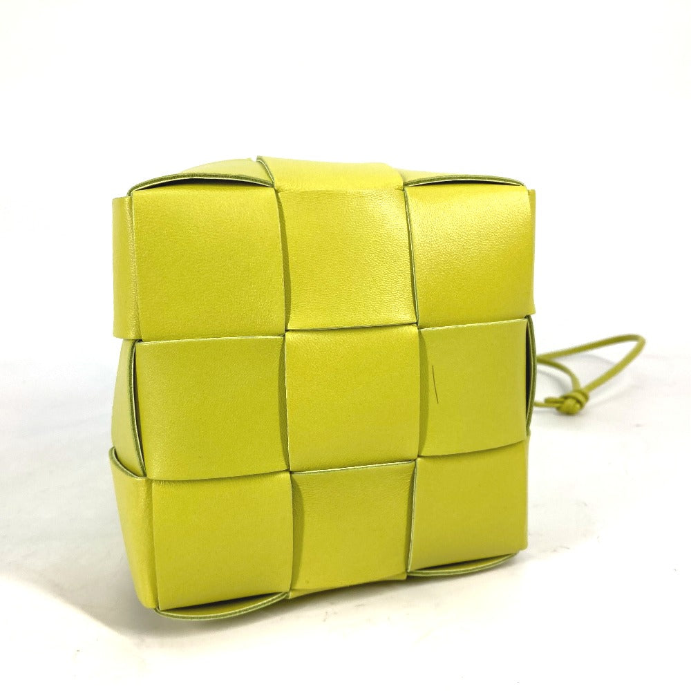 BOTTEGAVENETA Shoulder Bag 680218 Calf leather Light green Small Cassette Crossbody Bucket Bag Women Used Authentic