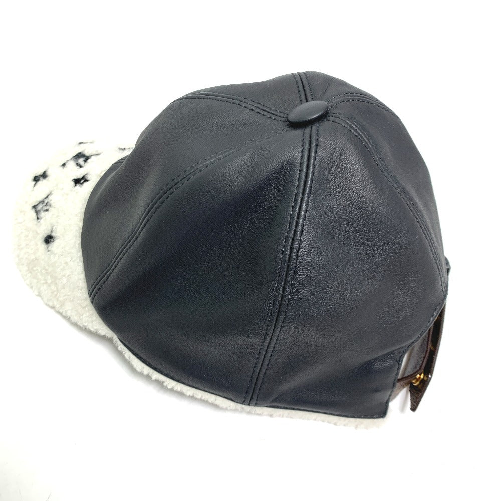 LOUIS VUITTON cap M00493 leather black cap sharing Women M Used Authentic