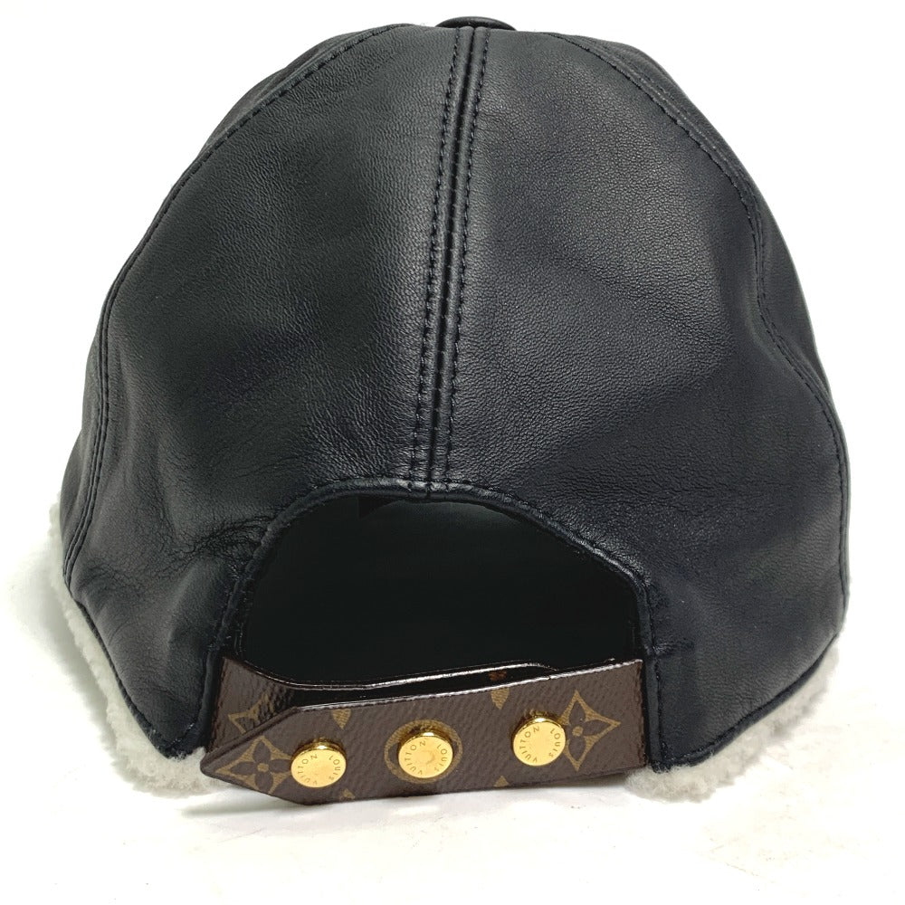 LOUIS VUITTON cap M00493 leather black cap sharing Women M Used Authentic