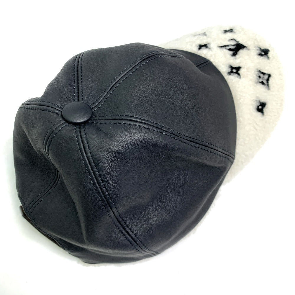 LOUIS VUITTON cap M00493 leather black cap sharing Women M Used Authentic