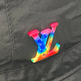 LOUIS VUITTON hat MP2552 Nylon black Rainbow LV logo Bob transformable mens Used Authentic