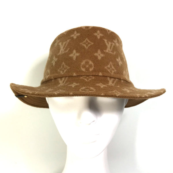 LOUIS VUITTON hat M77295 wool Brown Monogram Bob Carry On Women Used Authentic