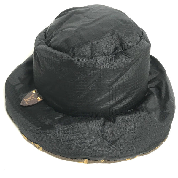 LOUIS VUITTON hat Hat Hat Bucket Hat Bob Hat monogram down Bob Pillow Nylon M77025 black Women Used Authentic