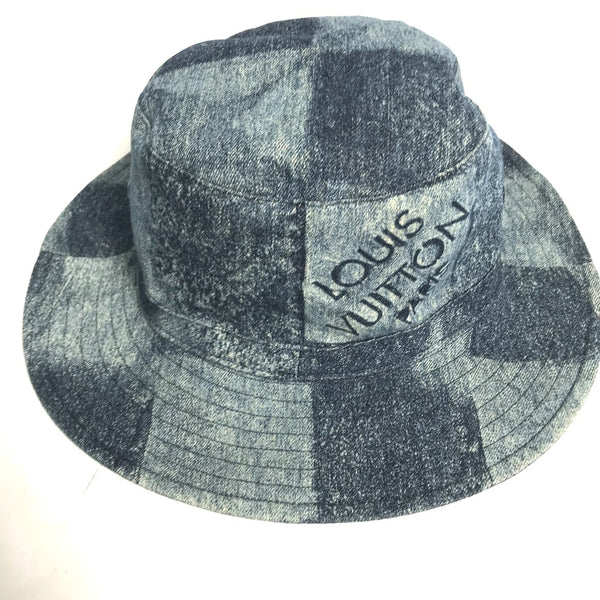 LOUIS VUITTON hat Hat Hat Bucket Hat Bob Hat denim Chapeau Skater Damier Salt cotton MP3026 blue mens Used Authentic