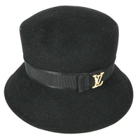 LOUIS VUITTON hat M7197M Rabbit black Rhinestone pearl Bucket hat/LV Tresor Women Used Authentic