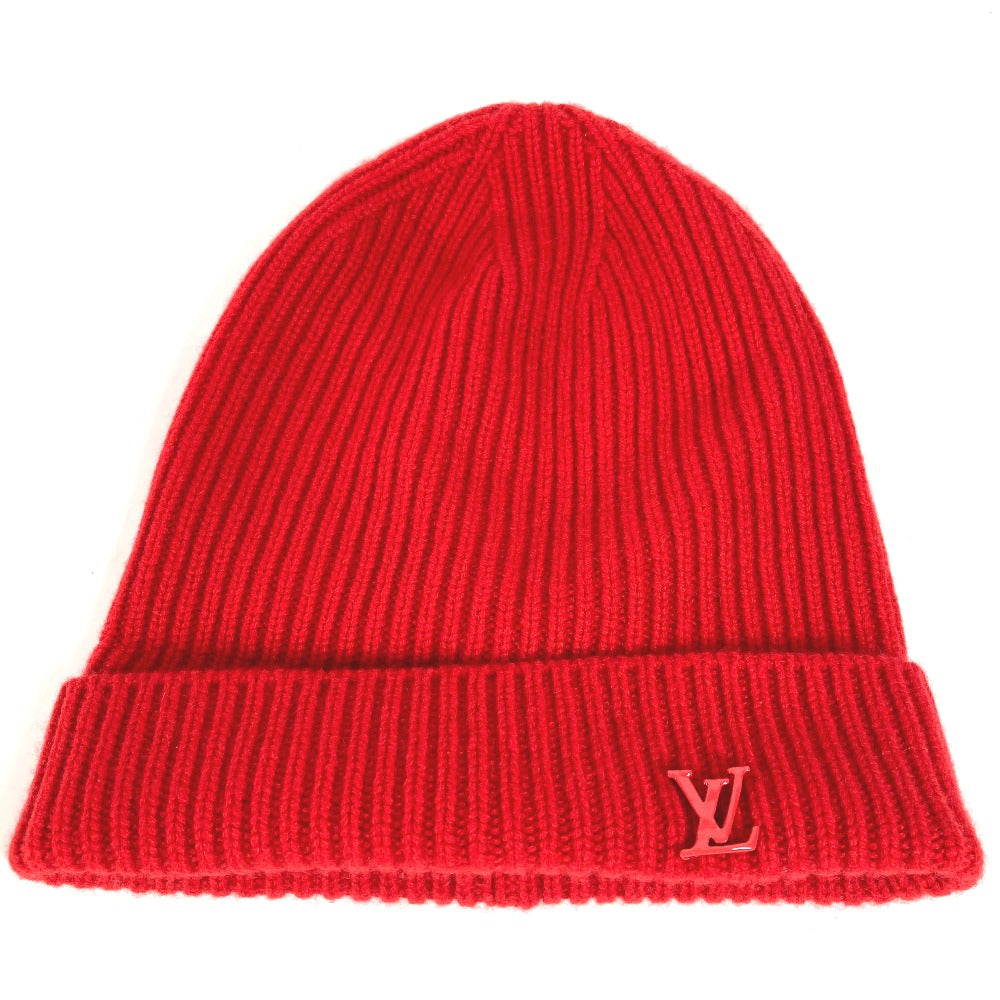 LOUIS VUITTON Knit hat MP3249 cashmere Red LV logo Bonnet LV Ahead logo mens Used Authentic