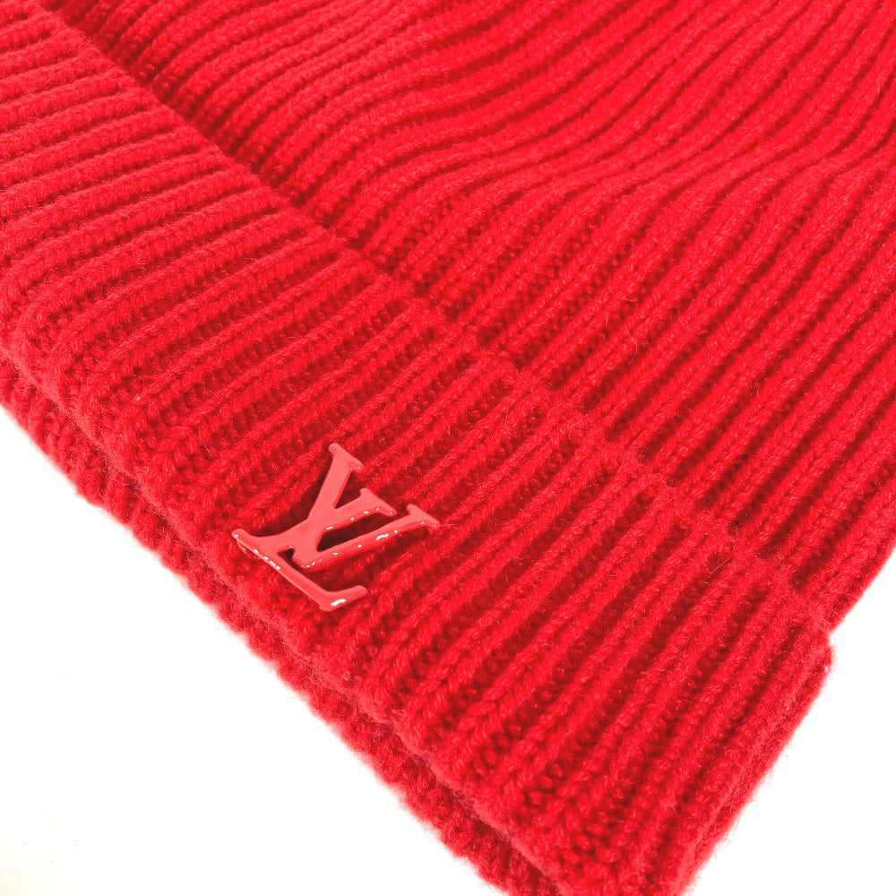 LOUIS VUITTON Knit hat MP3249 cashmere Red LV logo Bonnet LV Ahead logo mens Used Authentic