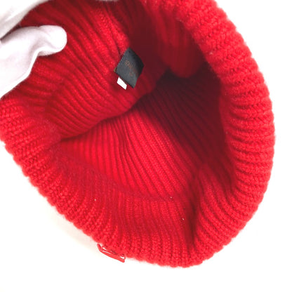 LOUIS VUITTON Knit hat MP3249 cashmere Red LV logo Bonnet LV Ahead logo mens Used Authentic