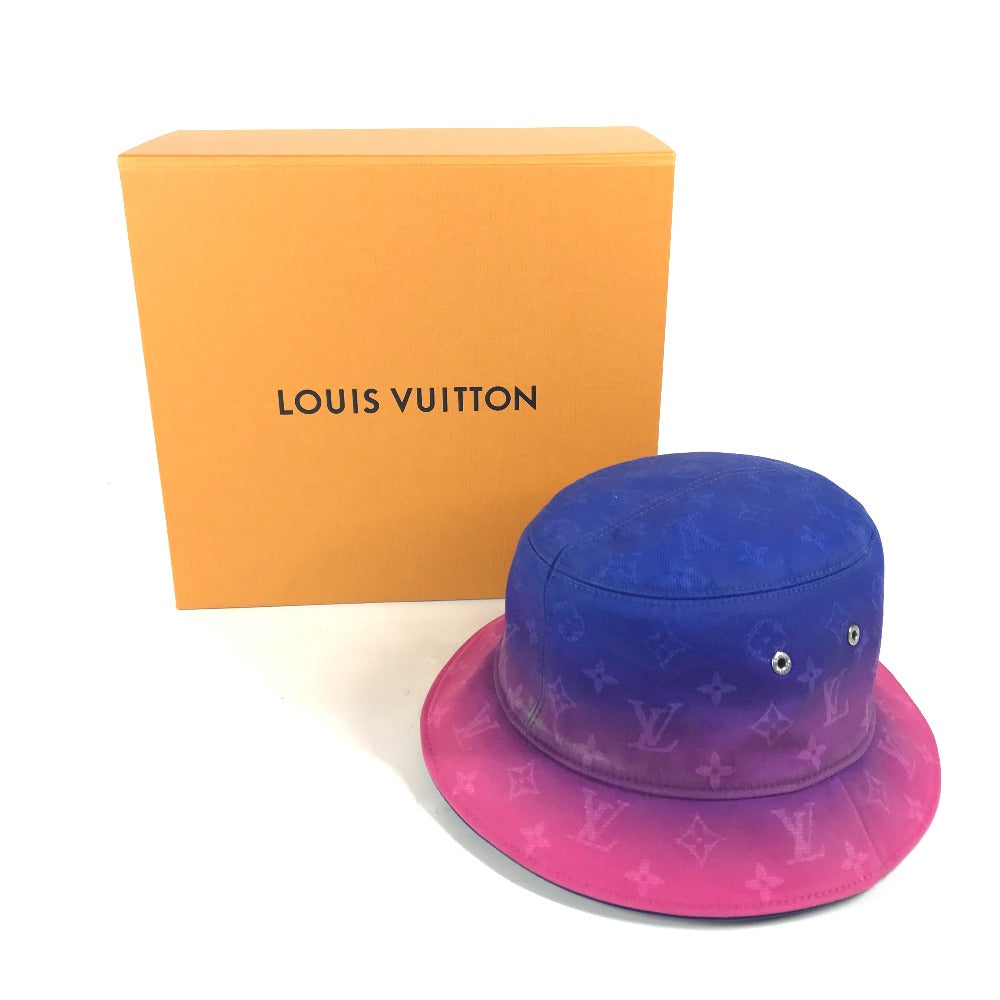 LOUIS VUITTON hat MP3297 cotton pink Bucket Hat Illusion Monogram Women L Used Authentic