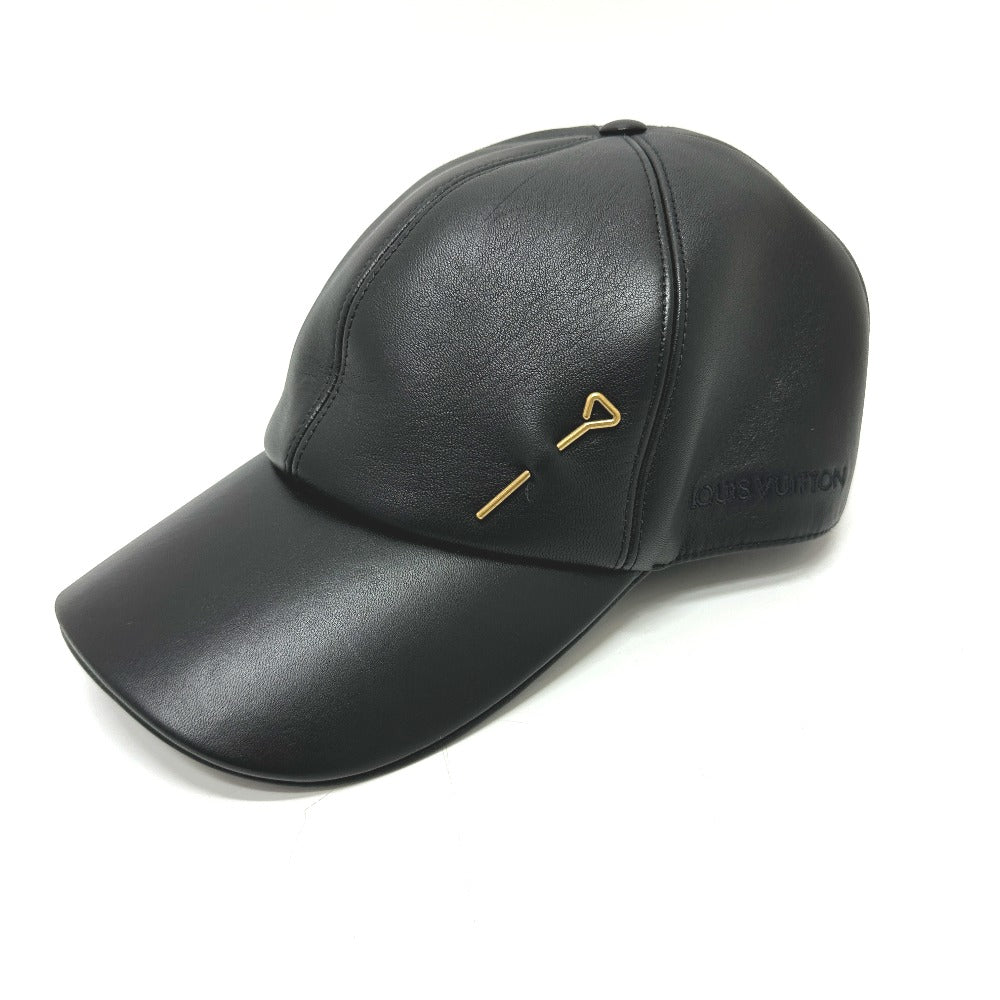 LOUIS VUITTON cap M76252 leather black Newsboy cap pin