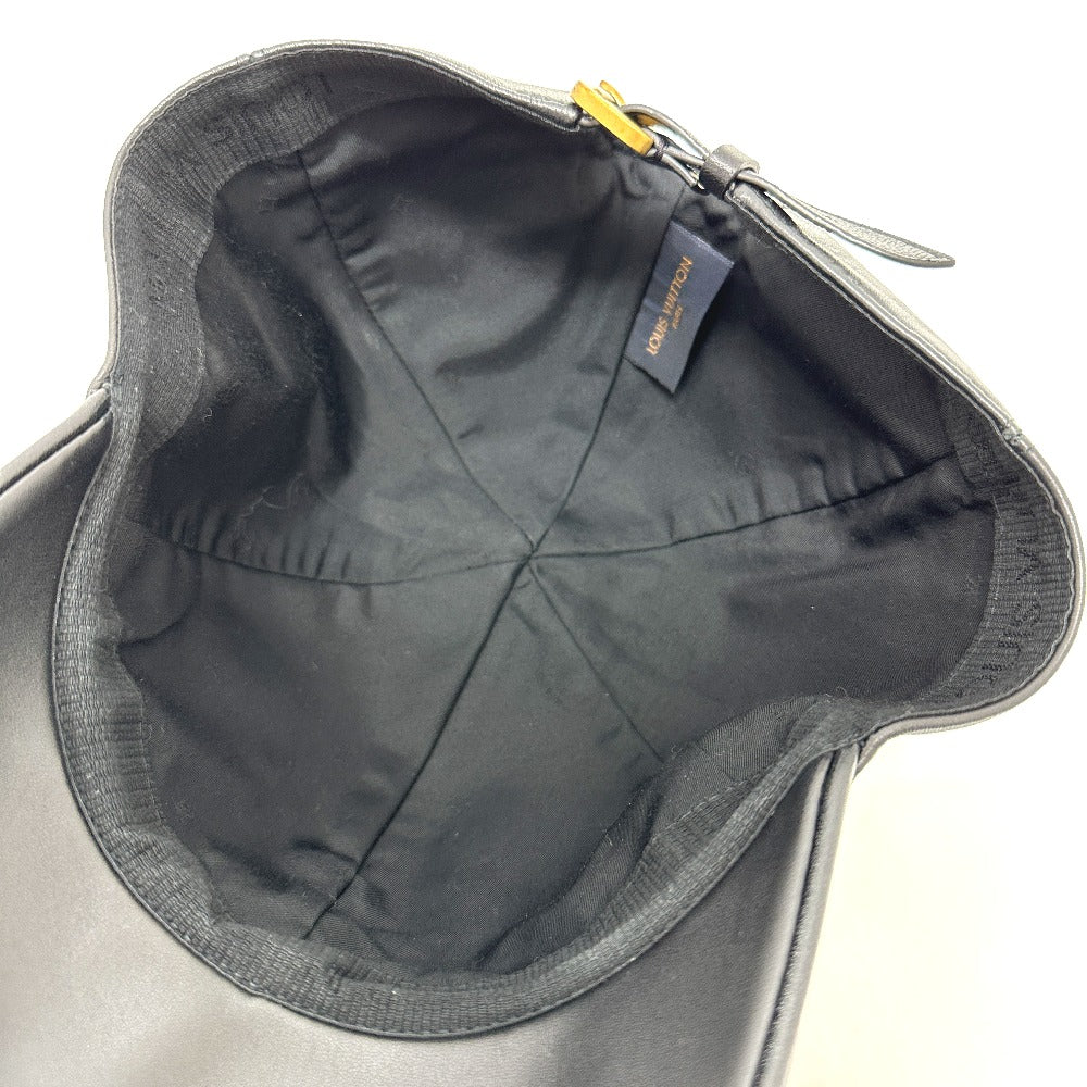 LOUIS VUITTON cap M76252 leather black Newsboy cap pin