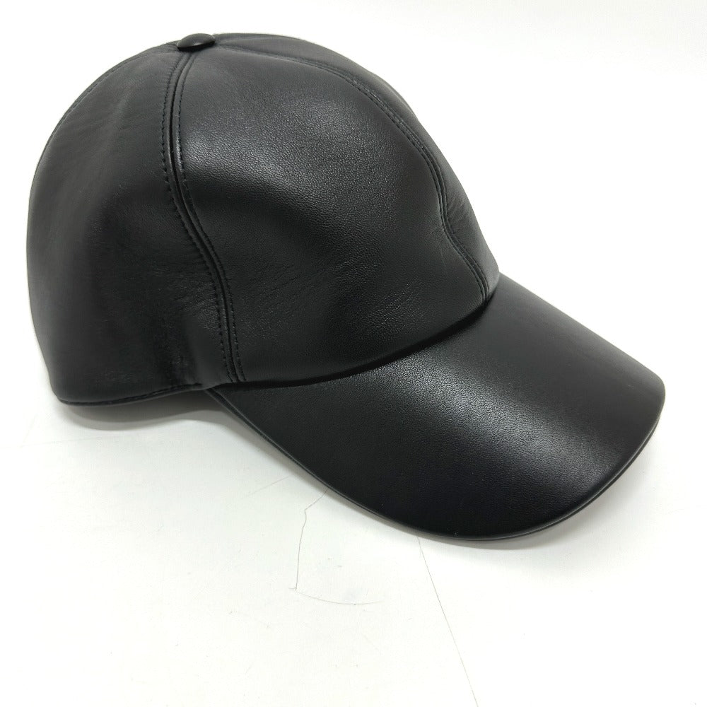 LOUIS VUITTON cap M76252 leather black Newsboy cap pin