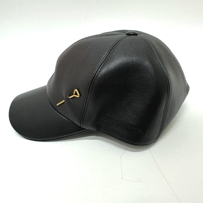 LOUIS VUITTON cap M76252 leather black Newsboy cap pin