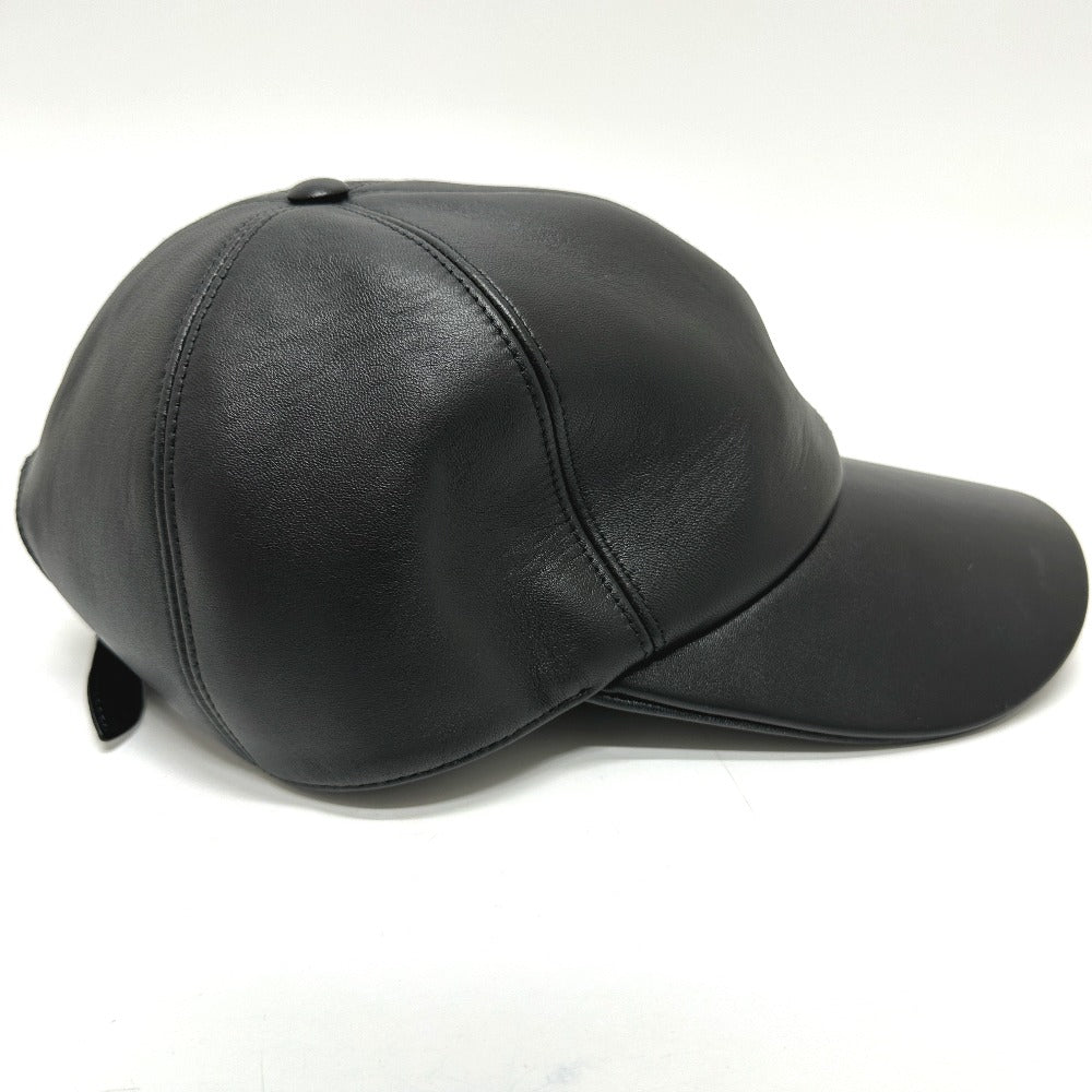 LOUIS VUITTON cap M76252 leather black Newsboy cap pin