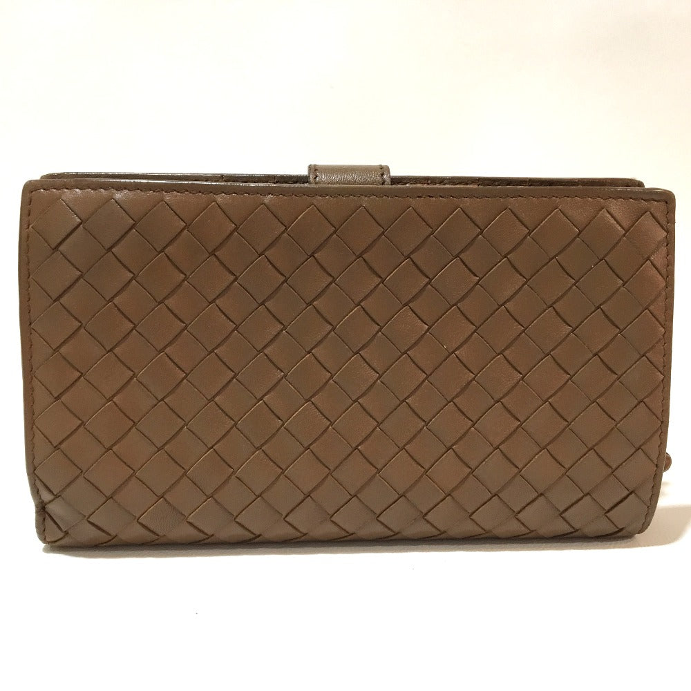 BOTTEGAVENETA Long Wallet Purse 114074 leather Caramel brown INTRECCIATO Continental wallet unisex(Unisex) Used Authentic