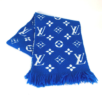 LOUIS VUITTON Scarf M71839 wool blue 2018AW Monogram Esharp Logo Mania