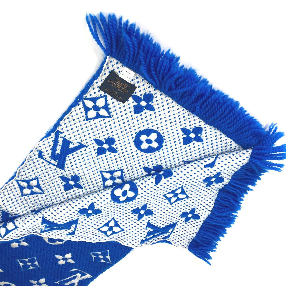 LOUIS VUITTON Scarf M71839 wool blue 2018AW Monogram Esharp Logo Mania