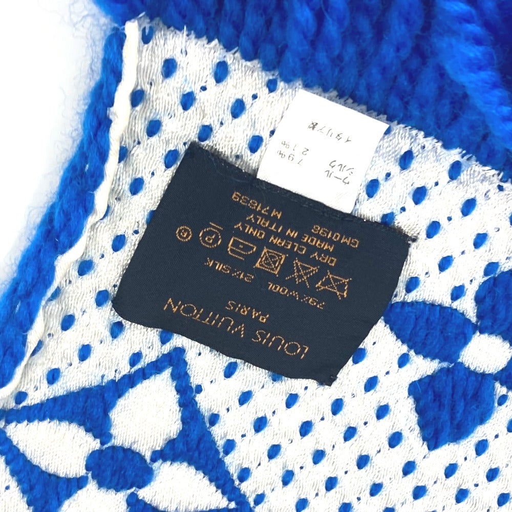 LOUIS VUITTON Scarf M71839 wool blue 2018AW Monogram Esharp Logo Mania