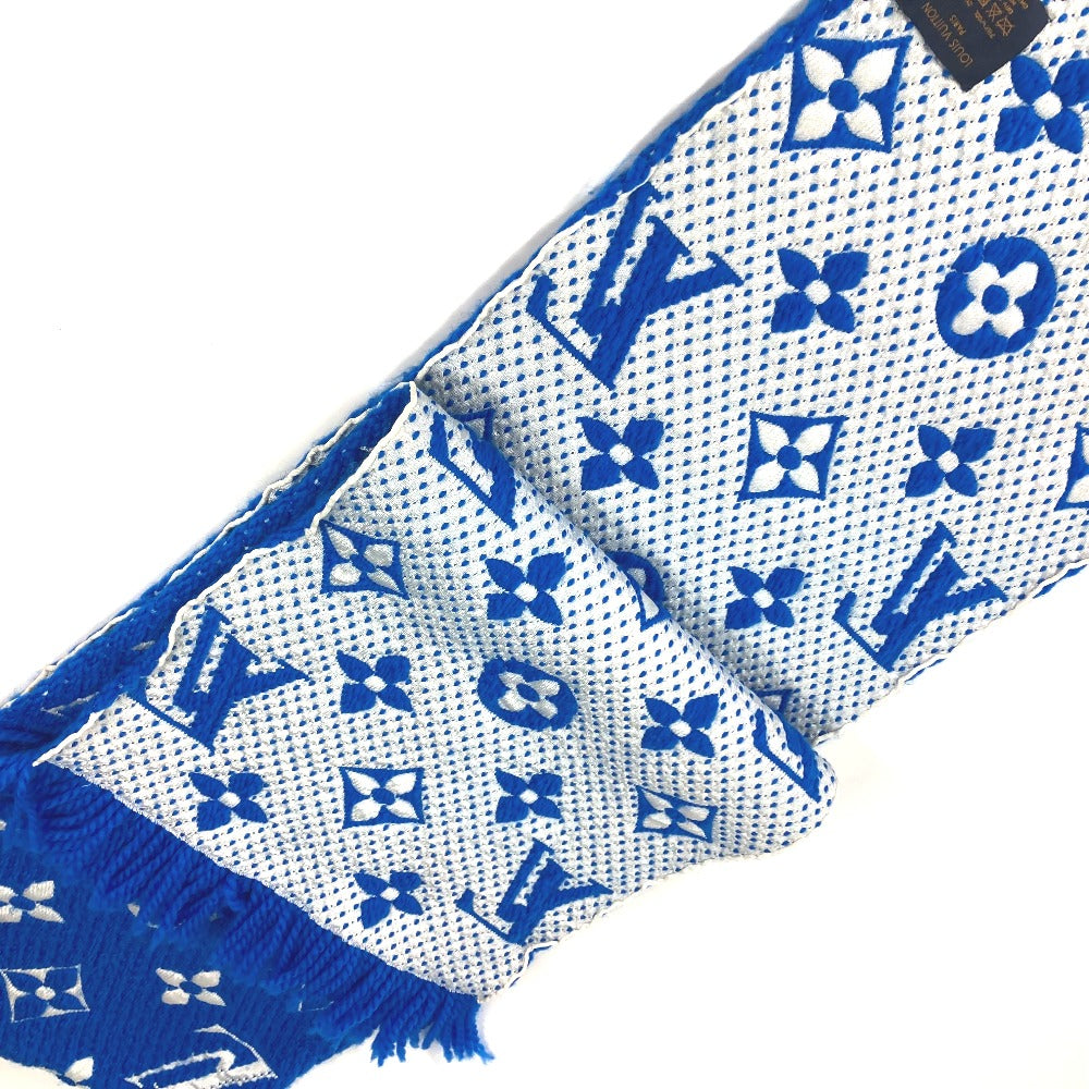 LOUIS VUITTON Scarf M71839 wool blue 2018AW Monogram Esharp Logo Mania