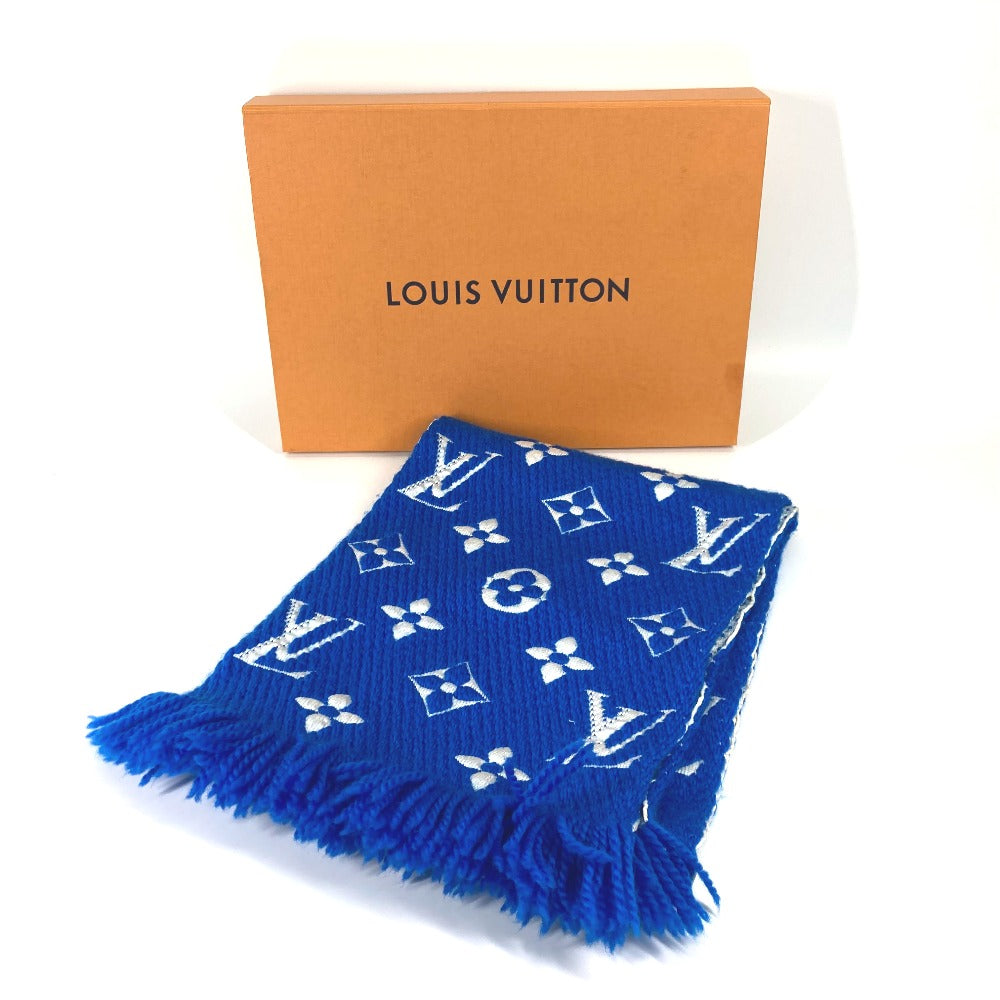 LOUIS VUITTON Scarf M71839 wool blue 2018AW Monogram Esharp Logo Mania