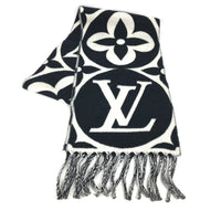 LOUIS VUITTON Scarf M79212 wool black Scarf LV Medallion Women Used Authentic