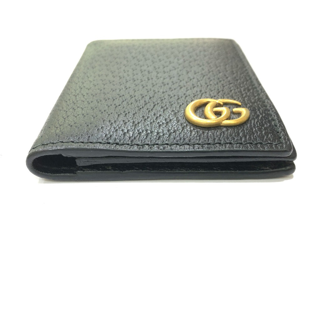 GUCCI Card Case 428737 leather black GG Marmont Women Used Authentic