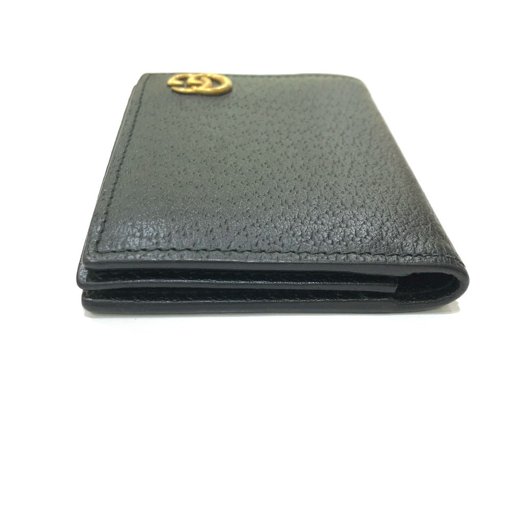 GUCCI Card Case 428737 leather black GG Marmont Women Used Authentic