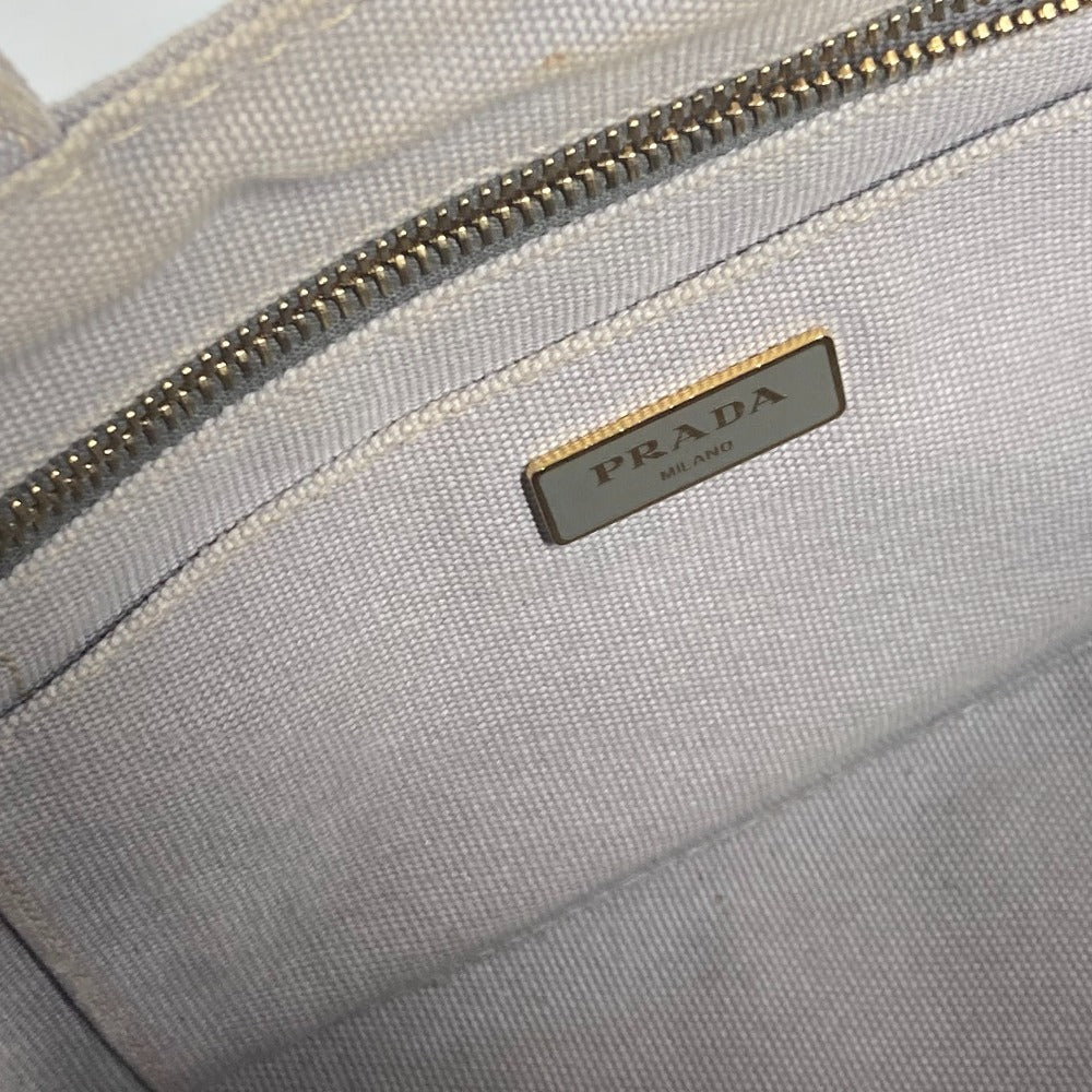 PRADA Tote Bag canvas gray Canapa Stainless Steel mini logo