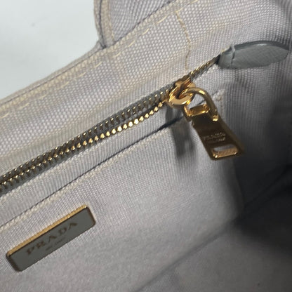 PRADA Tote Bag canvas gray Canapa Stainless Steel mini logo