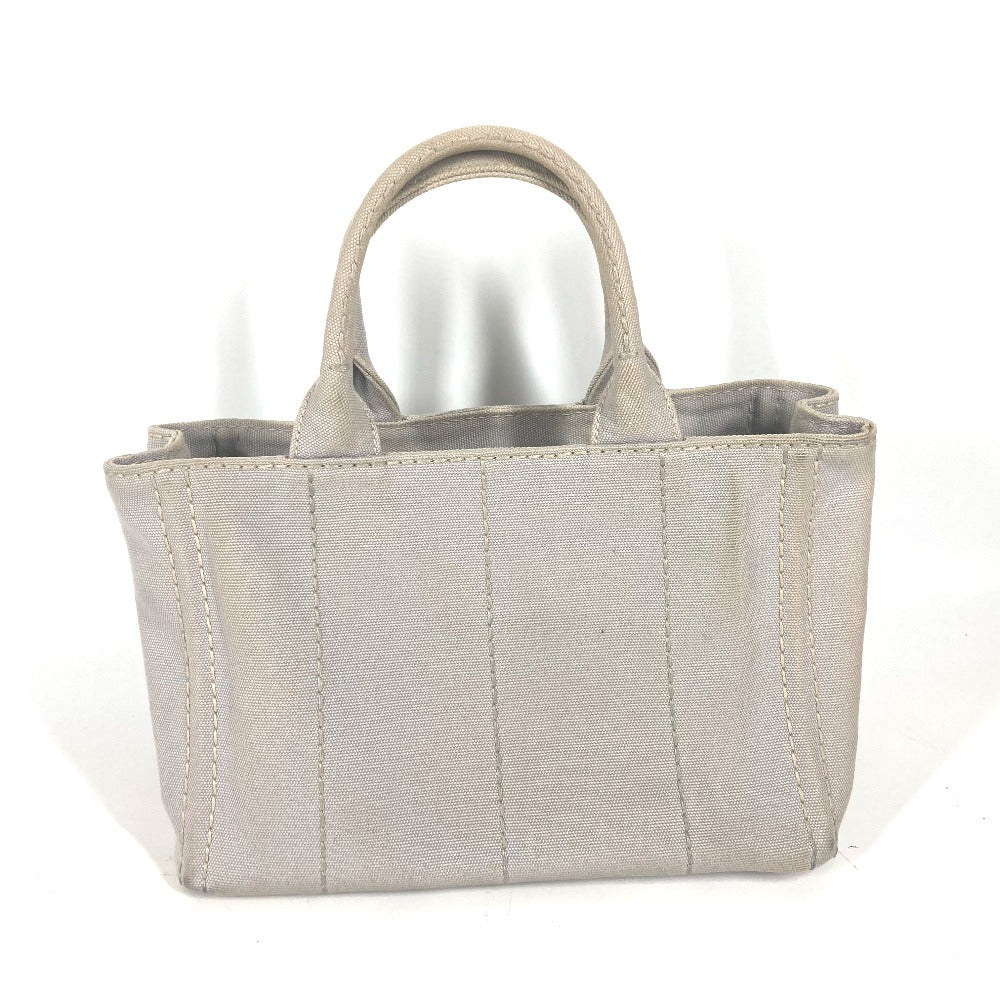 PRADA Tote Bag canvas gray Canapa Stainless Steel mini logo