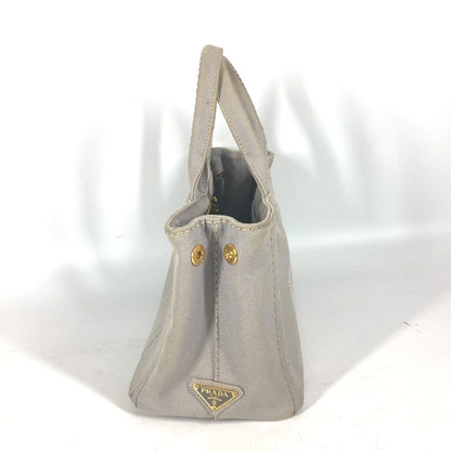 PRADA Tote Bag canvas gray Canapa Stainless Steel mini logo