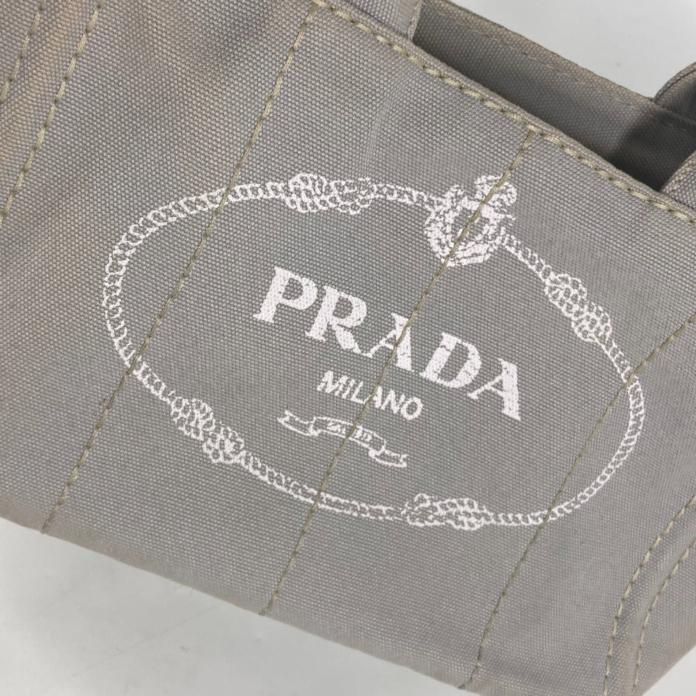 PRADA Tote Bag canvas gray Canapa Stainless Steel mini logo