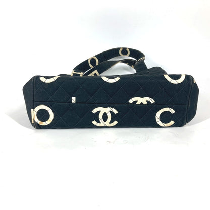 CHANEL Handbag canvas black vintage CC logo all-over pattern