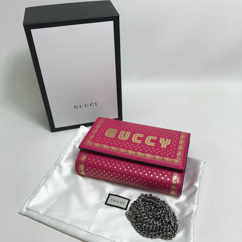 GUCCI Long Wallet Purse 524967 leather Pink / Gold GUCCY logo Women Used Authentic