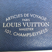 LOUIS VUITTON business bag M30399 Taiga Leather blue Taiga Pochette Voyage MM mens Used Authentic